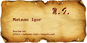 Mateas Igor névjegykártya
